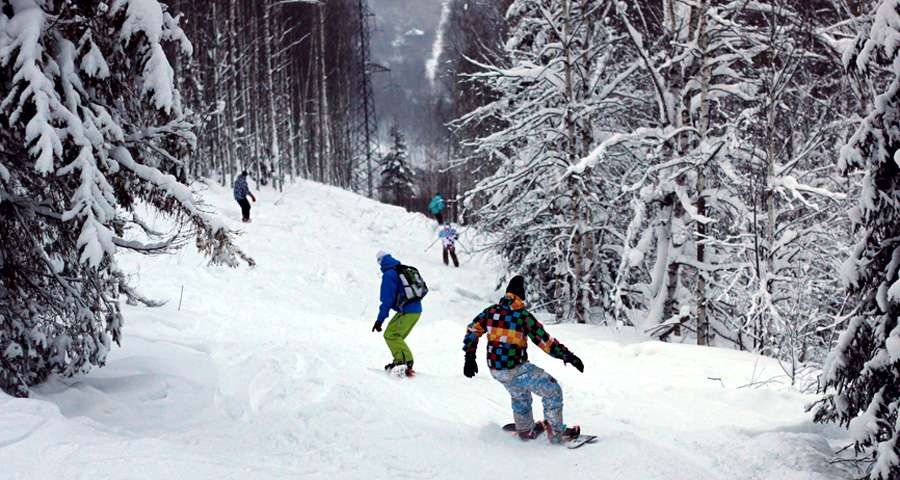 Active leisure in the Carpathian Mountains - skiing, snowboarding