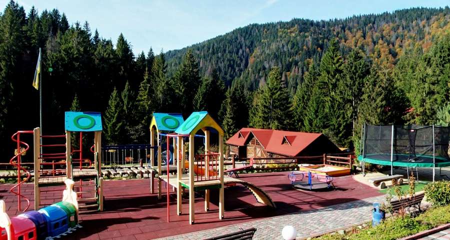 Playground in the Carpathians for recreation for children outdoors