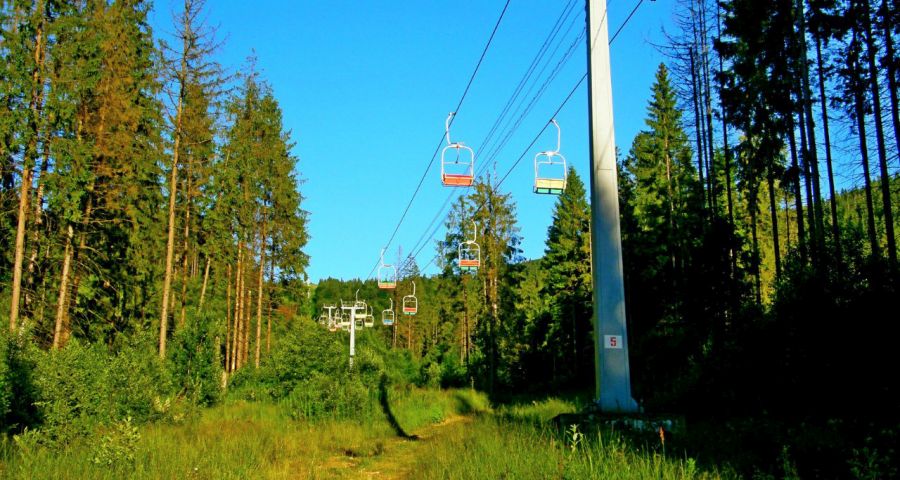 Chair lift in the Carpathians, Slavs'ke - Volosyanka