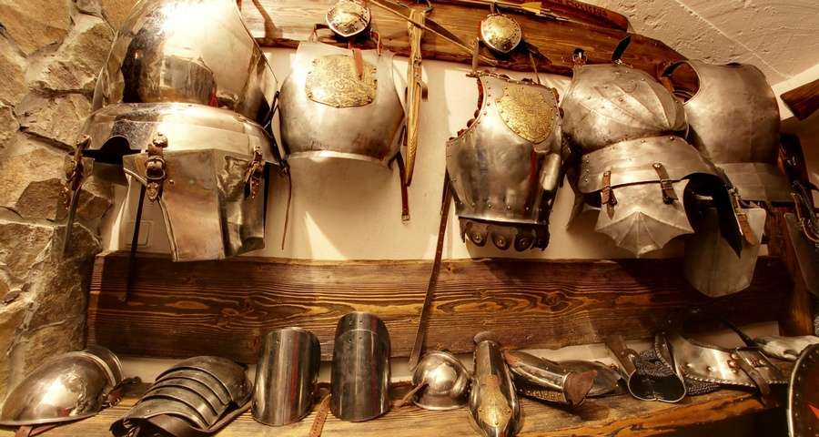 Medieval armor in the armory