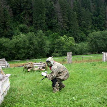 Playing paintball in the Carpathians
