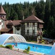 Rest near the outdoor pool in the Carpathian Mountains