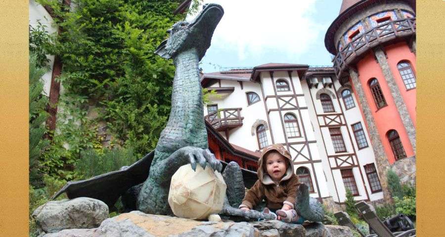 Children rest in a fantastic hotel-castle