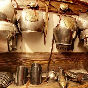 Medieval armor in the armory